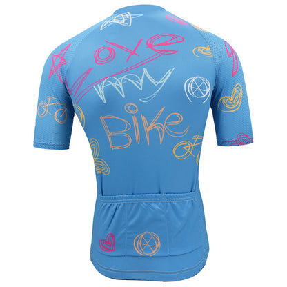 Maillot de ciclismo de manga corta para mujer Love My Bike en color azul cielo Ropa de ciclismo de montaña