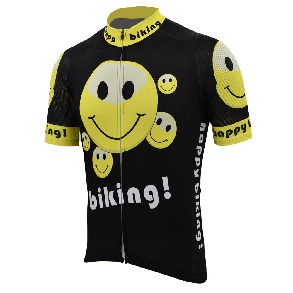 maillot de cyclisme homme happy biking manches courtes noir vêtements de vélo